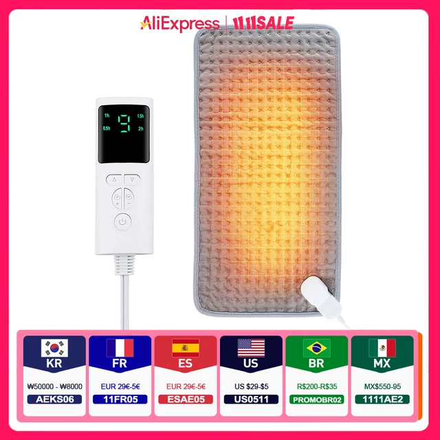 Couverture chauffante électrique 58x29CM, tapis chauffant, feuille électrique pour lit, canapé, couvertures thermiques chaudes d'hiver, usage domestique 1