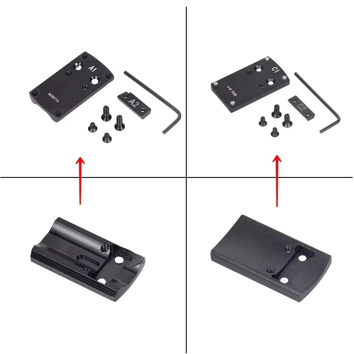 Pistol Reflex Sight Mount Adapter Plate For Glk 43 S&W HK USP S G P226