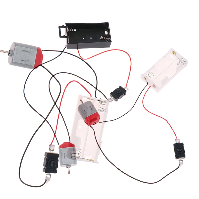 Plastic  White 130 Motor Kit With 2xAA Battery Storage Case And Switch 16500 RPM Mini DIY Electronic Motor Circuit Models Kit