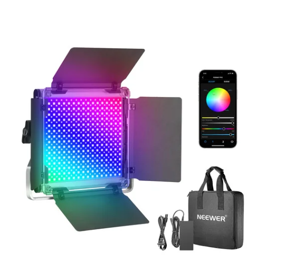 Neeer 660 PRO RGB LED 비디오 조명, 게임, 스트리밍, 유튜브, Webex, 방송, 웹 컨퍼런스, 사진용, 앱 제어