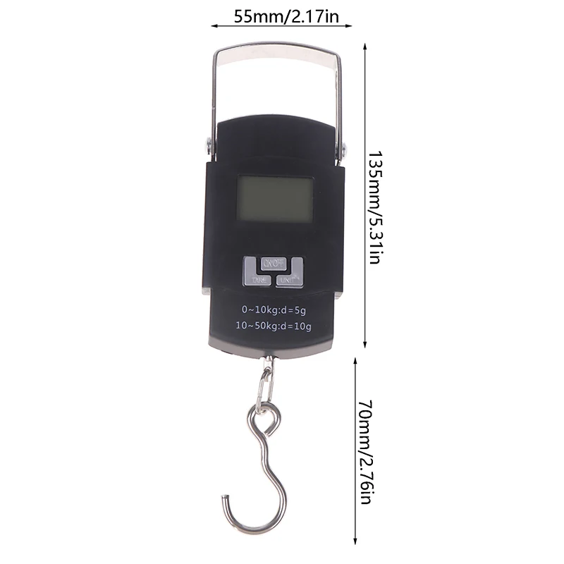 1PC Black 50kg Portable Electronic Portable Luggage Scale LCD Digital Display Screen Express Delivery Scale Hook Mini