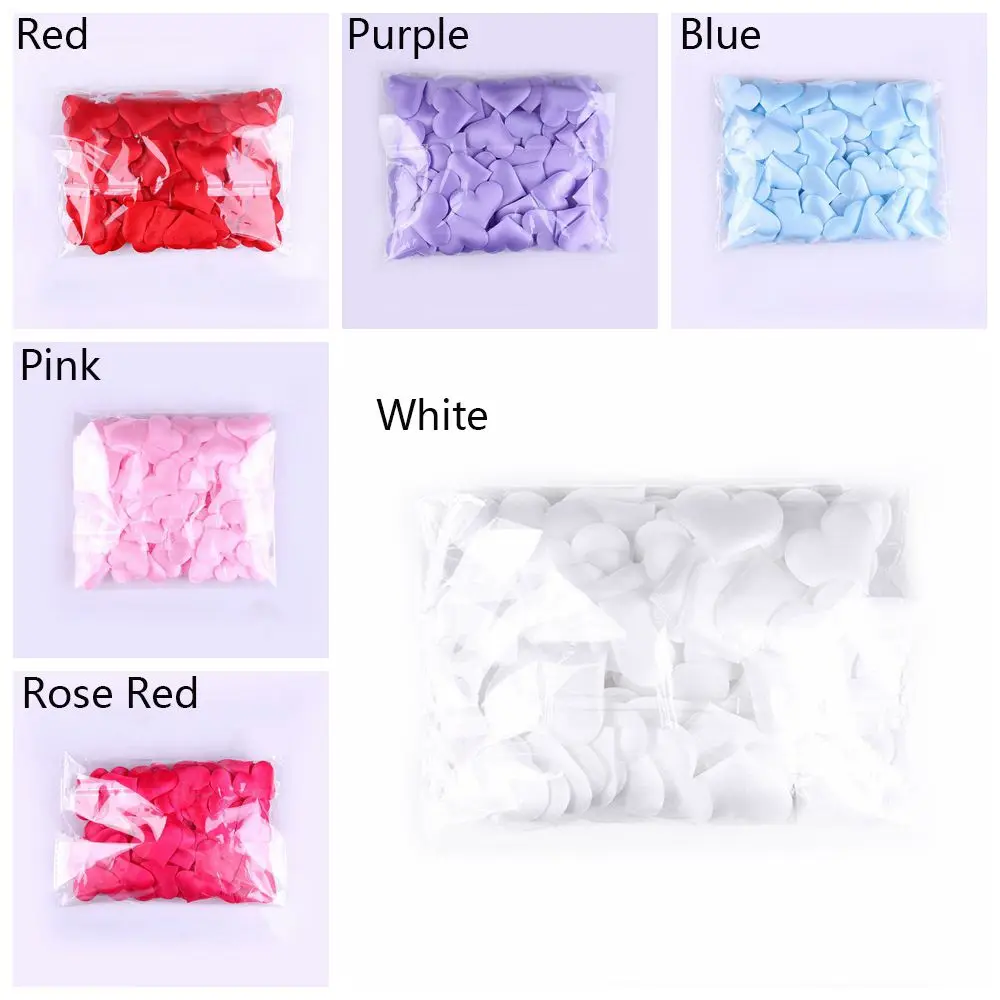 100pcs Romantic Table Decoration 3D Flower DIY Padded Fabric Love Heart Wedding Party Throwing Rose Petals