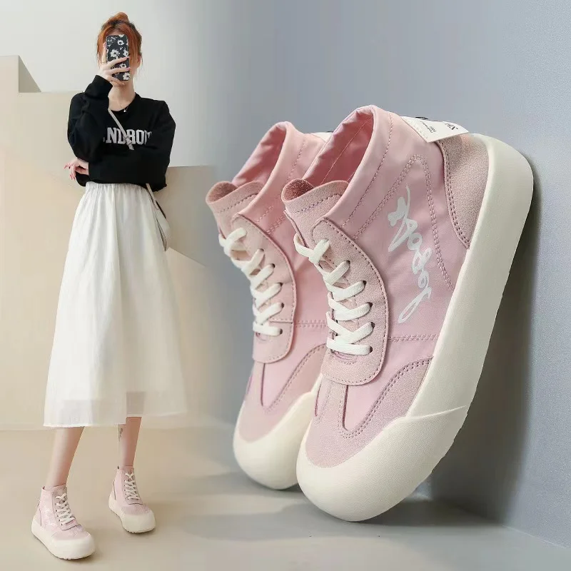 

SENDNAKAI 2023 Autumn New Korean High Top Deshun Little White Shoes Women's Student Versatile Casual Sports Shoes Board Shoes