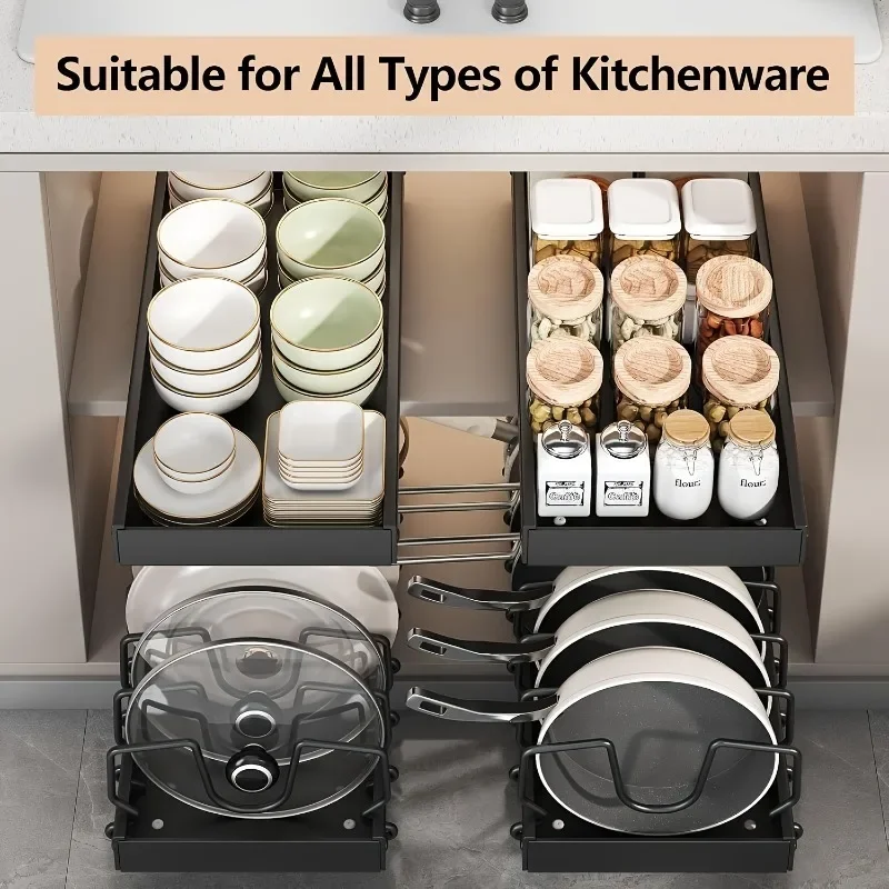 ZEXEF Kitchen Pull-out Dish Storage Rack Household Cabinet Punch-free Dish Multifunctional Drying Racks Drain Rack