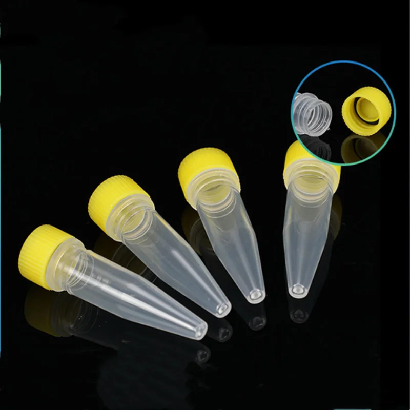 500Pcs/Lot 1.5ml 10&times;45mm Plastic Cryogenic Vials Screw Cap Sharp Bottom Centrifuge Tube Laboratory Cryovial With Seal Ring