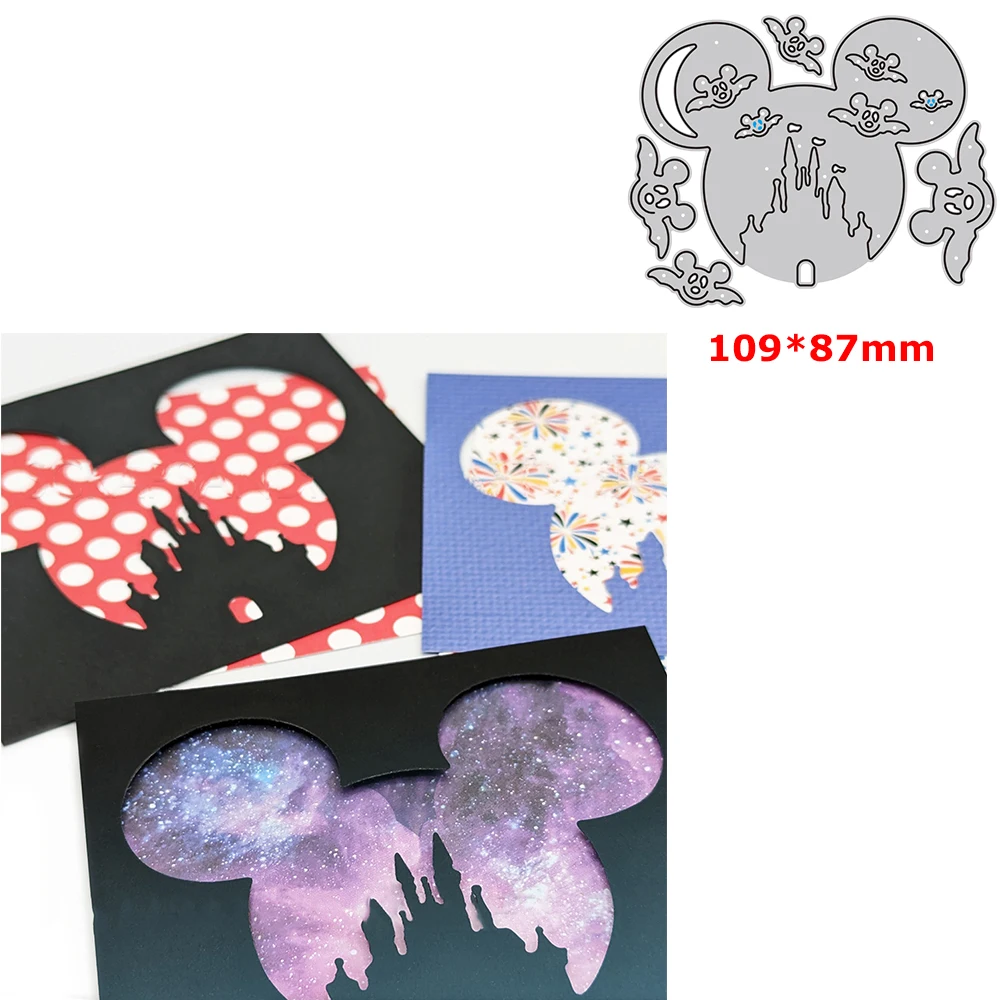 

Disney Mickey Ghost Castle Cutting Dies for DIY Halloween Scrapbooking Paper Cards Crafting Making Template Carbon Steel Dies