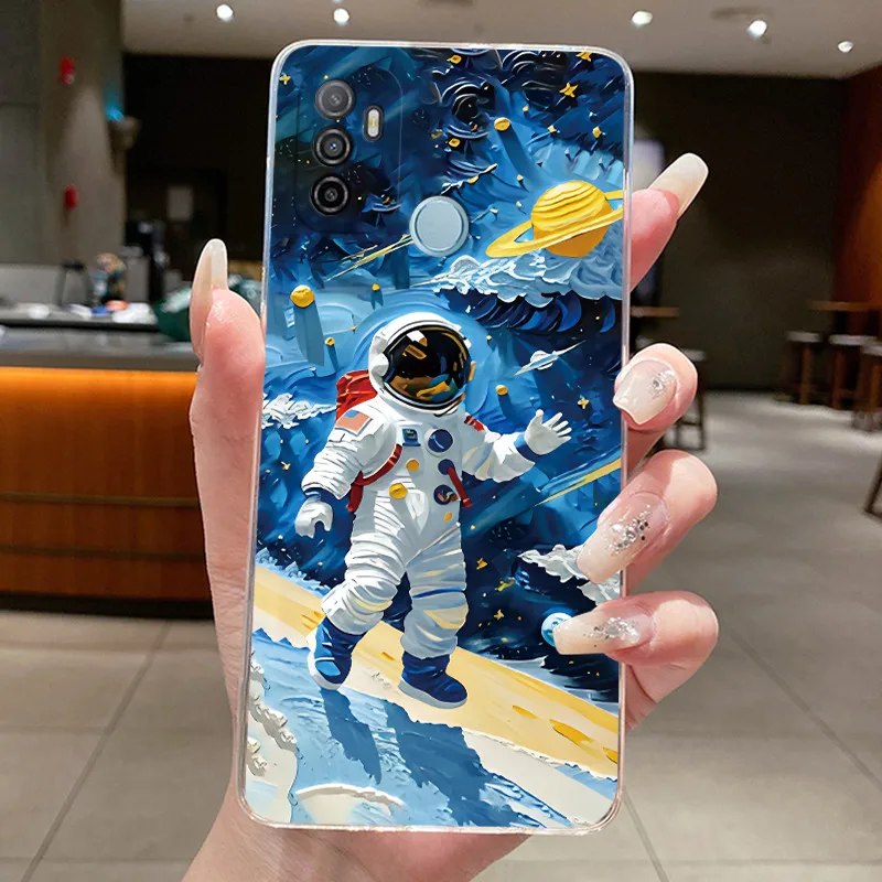 Aesthetic Cute Cat Cartoon Transparent Silicone Phone Case with Soft Bumper