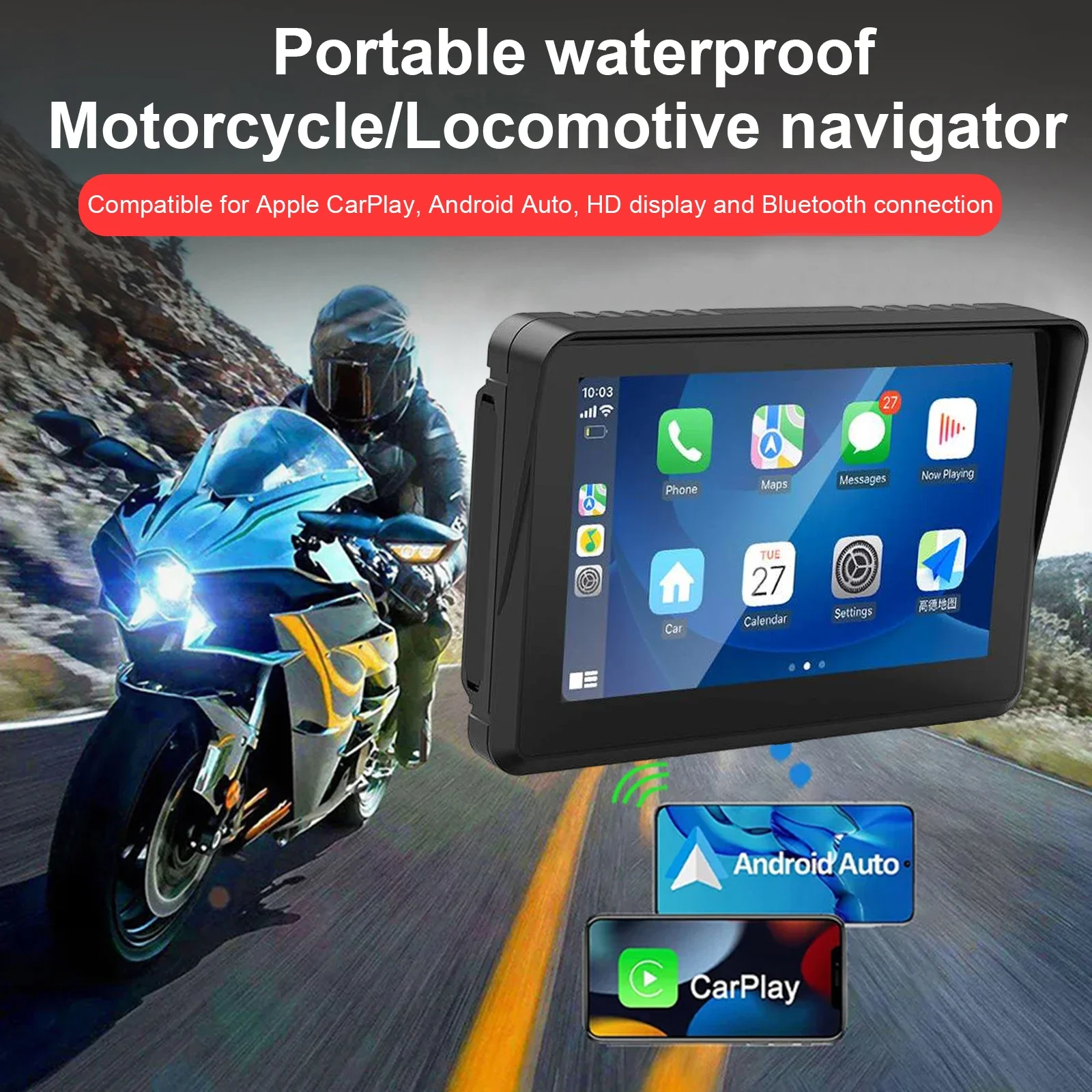 Navigatore Gps Speciale Per Moto Da 5 Pollici Wireless Carplay Android Auto Outdoor Screen Display Navigatore Moto Esterno Impermeabile