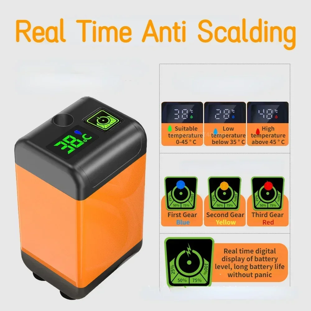 Portable Electric Shower Pump Outdoor Camping Shower Portable Electric Shower Pump IPX7 Waterproof with Digital Display for Camping Travel Beach Dormitory