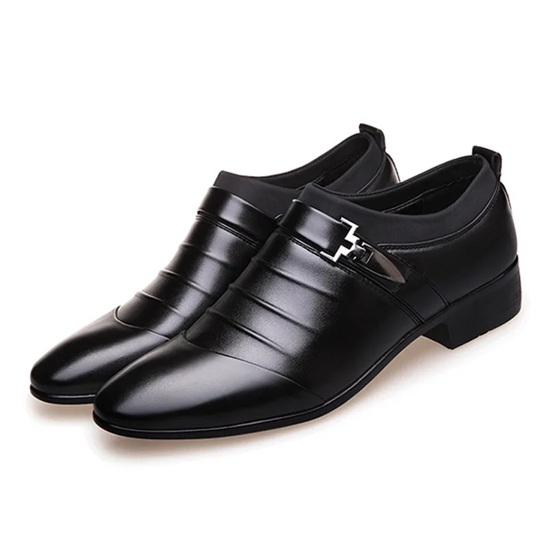 Bomeishoes Men's Formal Loafers | Engraved Pointed Toe Dress Shoes main image 1
