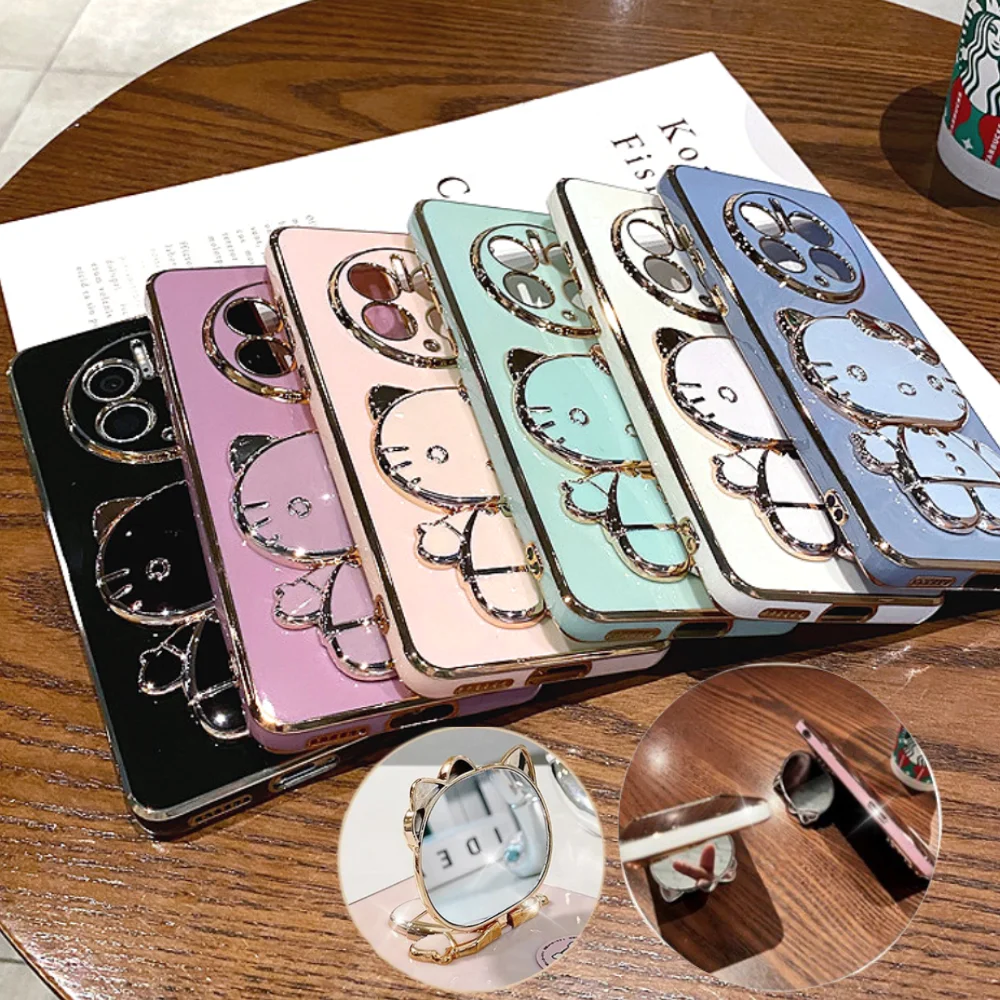 

Kawaii Sanrio Hello Kitty Shockproof Phone Case for Huawei Mate 50 Pro 50E 50 40Pro 40E Anime Phone Holder Cover with Mirror