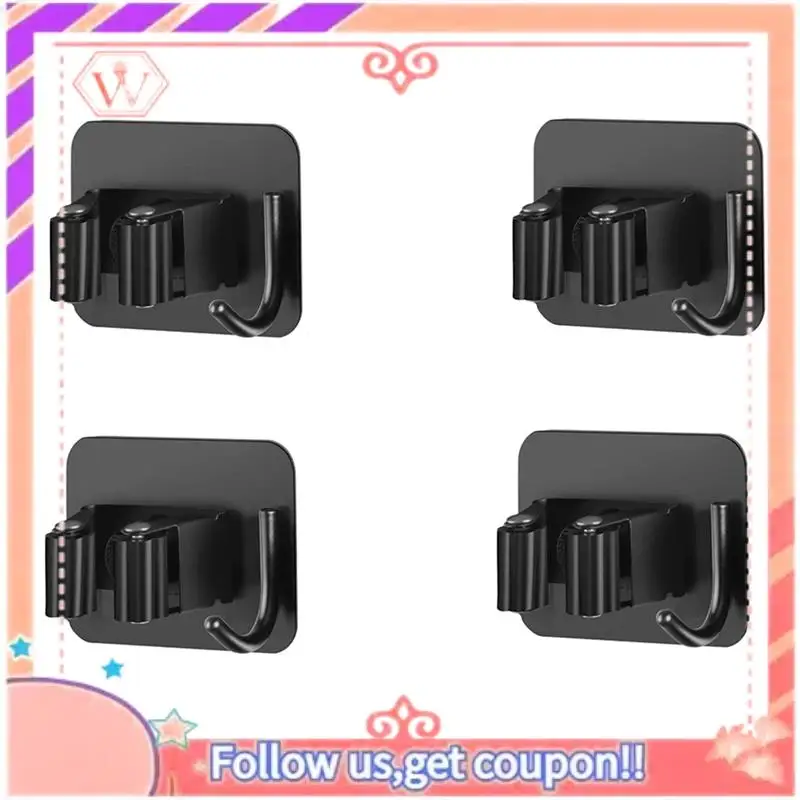 4Pcs Wall-Mounted Storage Hook Stainless Steel Mop Hanger Hook For Kitchen, Wardrobe, Bathroom