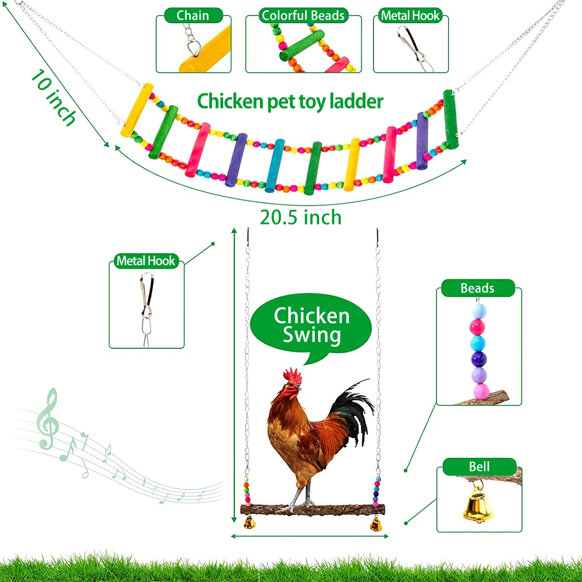 thumbnail image 2 of Chicken Coop Swing Chicken Swing Ladder & Rooster Perch | Wooden 2 of 10