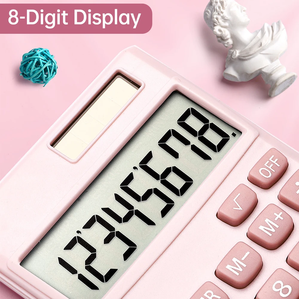 【Sale】Mechanical Calculator 8 Digit Large Solar Power  LCD Display Big Button Cute Candy Colored Calculator Suitable for Office