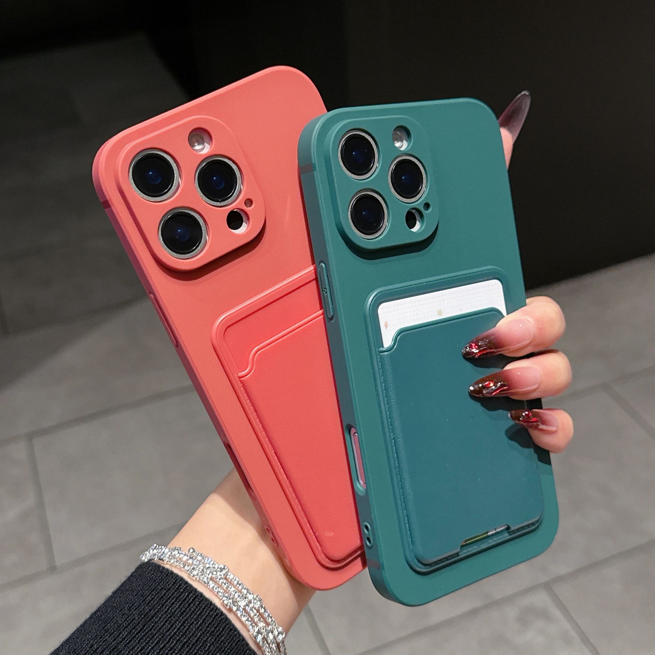 Premium Wallet Cover with Card Slot Holder - Soft Silicone Case