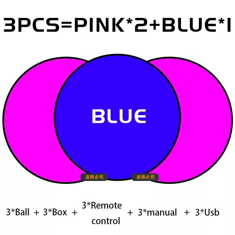 2 Pink and 1 Blue