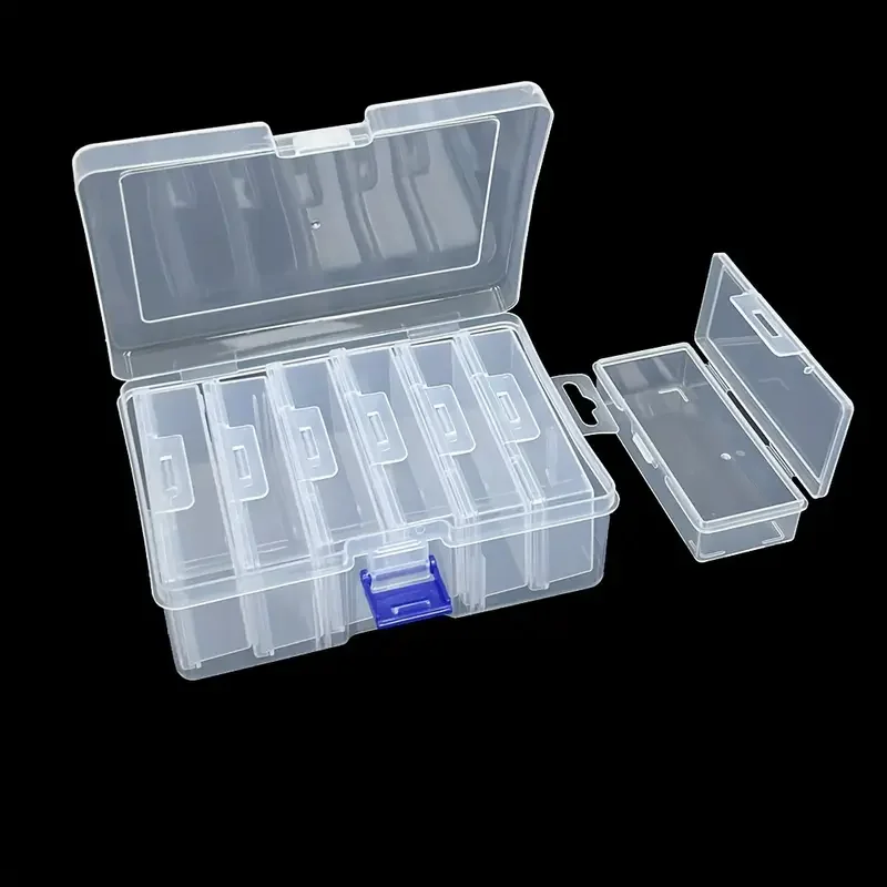 6pcs Sturdy Clear Plastic Storage Box Set-Durable Rectangular Craft Organizer Cases-Multi-Use Containers with Latch