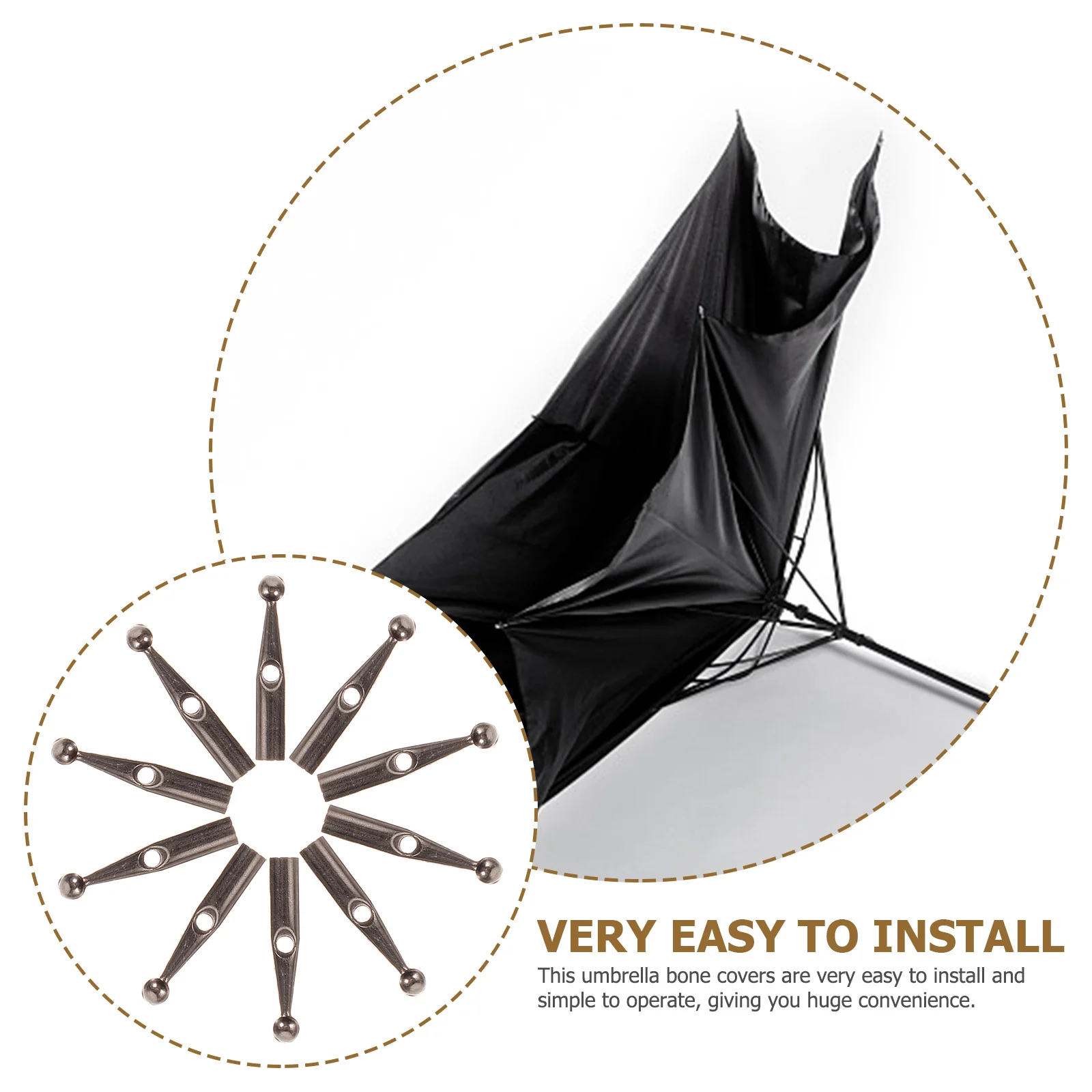 Umbrella Tail Beads Metal Umbrella Bone Cover Folding Cover Parts Replacement Tail Beads Accessories umbrella bone covers