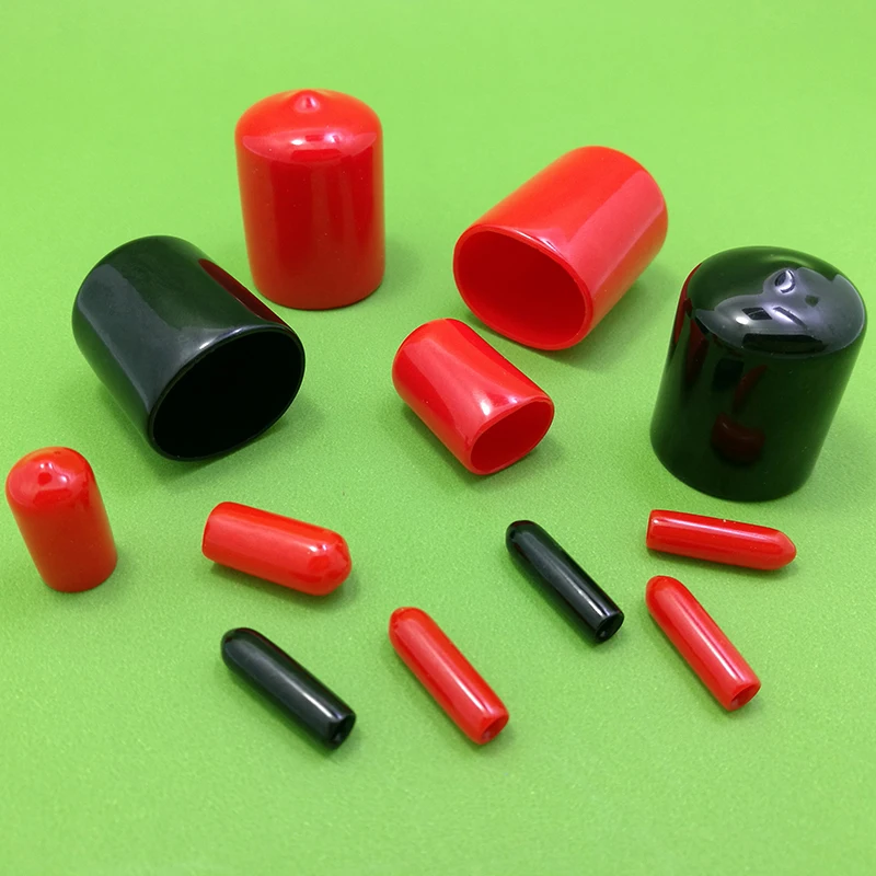 Black Red Rubber Protective Silicone Sleeve Caps