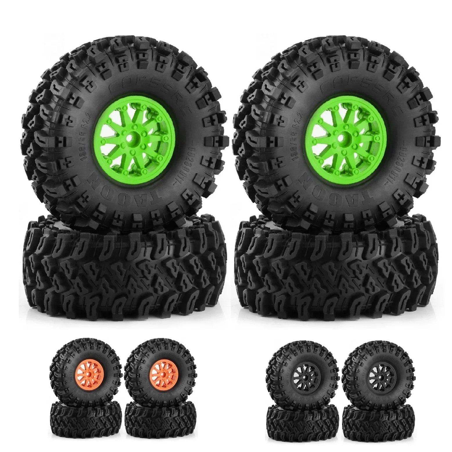 

CatRC 4pcs 136mm Plastic 2.2" Beadlock Wheel Rim Tire Set for 1/8 1/10 RC Crawler Car Axial SCX10 Wraith Capra TRX4 YK4082 CROSS