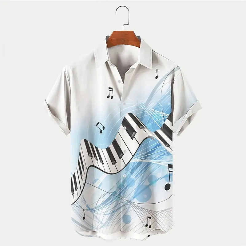 Musician casual men's shirt for daily performance wear, comfortable and fashionable short-sleeved shirt button design for going