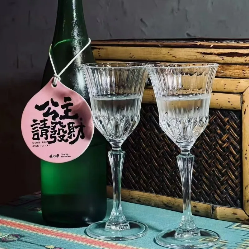 European Palace Style Champagne Glass High Stem Cocktail Martini Diamond Wine Cup Crystal Like Barware Set for Party Wedding