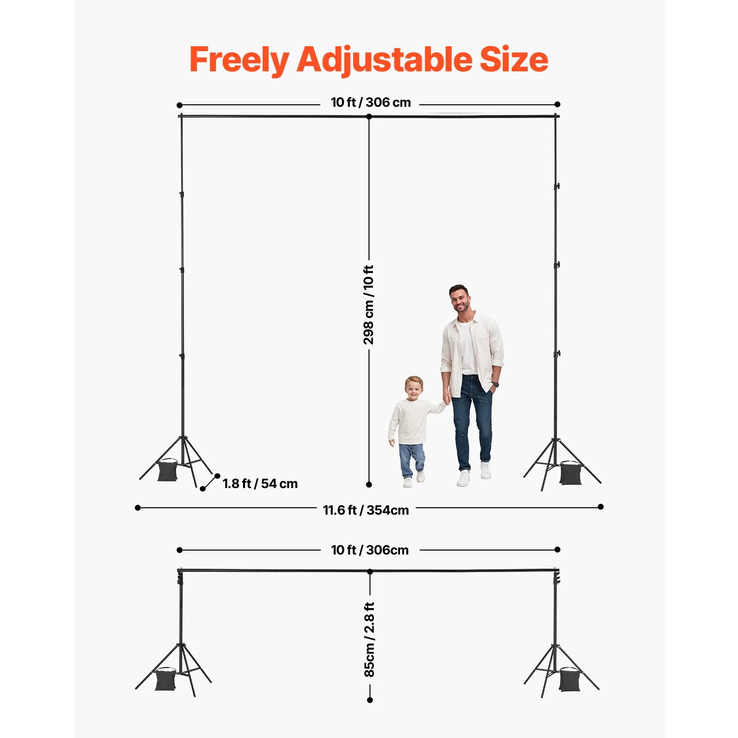 Adjustable Photo Backdrop Stand Kit for Wedding Studio Party