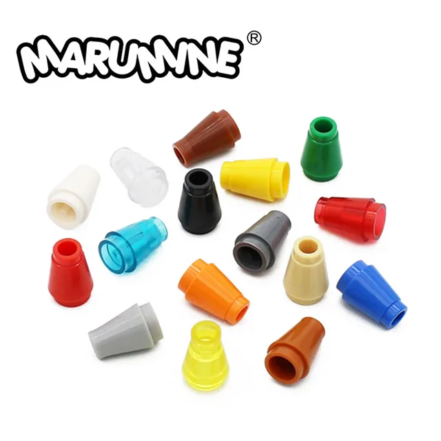 Marumine MOC Bricks 1x1 without Top Groove Cone 50PCS Compatible 4589 6188 59900 Building Blocks Accessories Assembles Particles 1