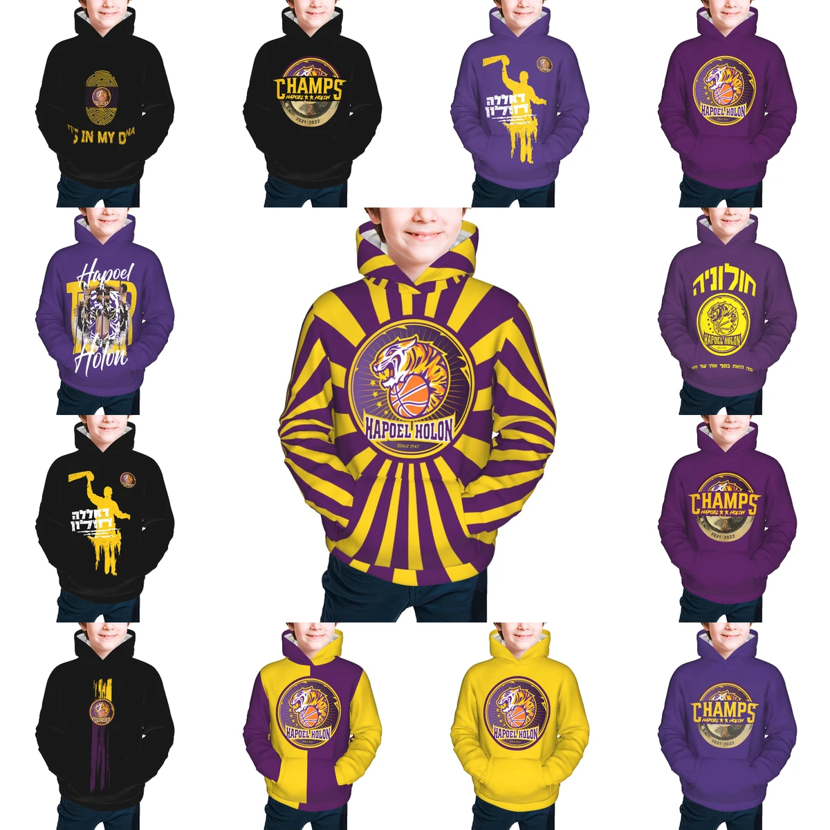 

Hapoel Holon Basketball Children's Pullover Hoodie Youth Sweatshirt Kids Casual Hooded Hoodies Youth Sportswear Tracksuit