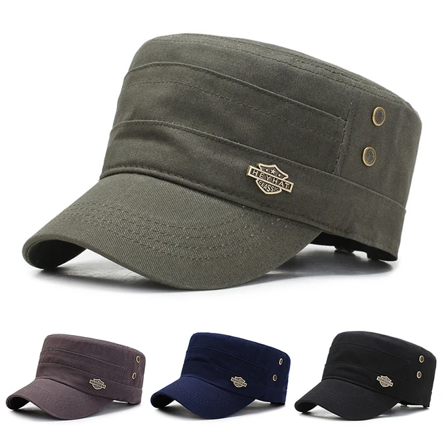 Gorra militar para hombre, gorro informal de algodón lavado, Estilo  Vintage, para primavera y verano