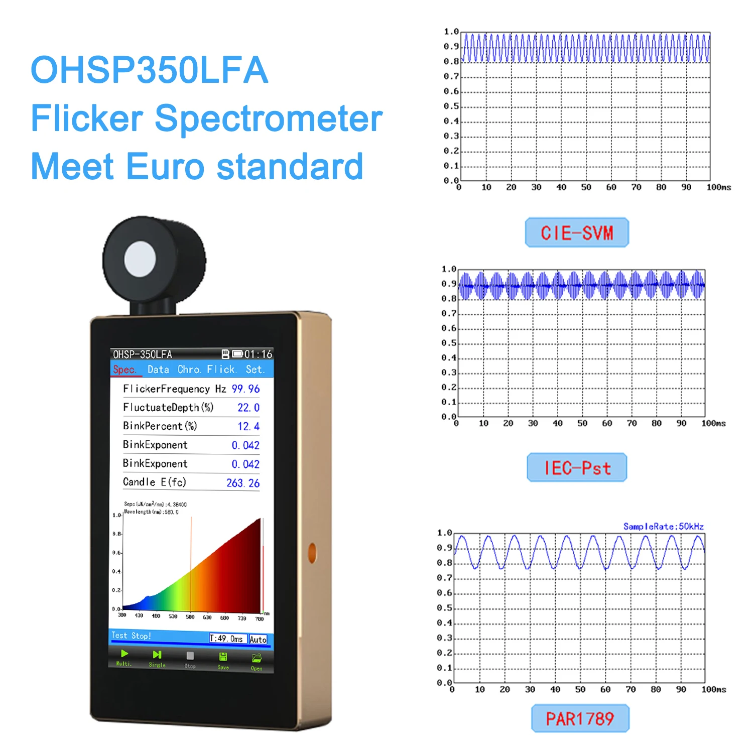 PST SVM Flicker Tester Spectrometer OHSP350LFA HOPOOCOLOR Also test CC ...