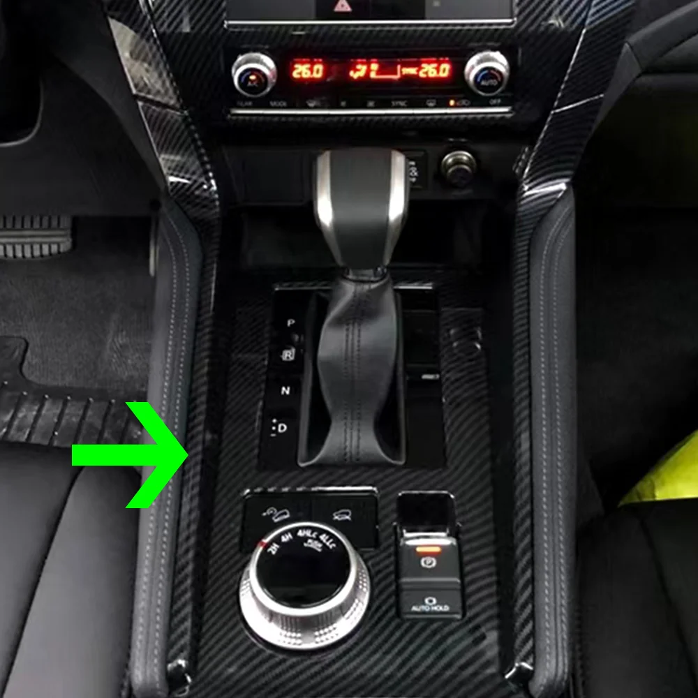 

Auto Car Carbon Fiber Pattern LHD Gear Shift Panel Cover Protector Trim Body Kit Upgrade For 2020 Mitsubishi Pajero Sport