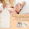 Newborn Baby Wrap Swaddle Blanket Unisex Infant Baby Stroller Wrap Soft Thick Knit Wrap Bag Receiving Blanket for 0-6 Month Baby 6