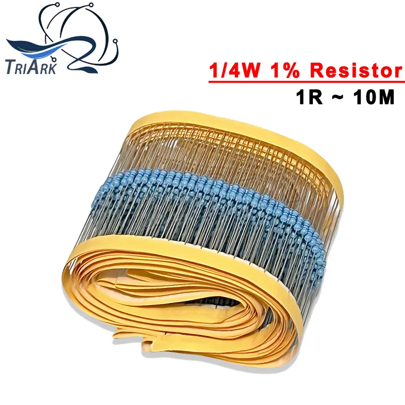 100PCS/Lot Metal Film Resistor 1/4W 1% 100R 220R 1K 1.5K 2.2K 4.7K 10K 22K 47K 100K 100 220 1K5 2K2 4K7 Ohm Resistance 1R~22M image 1