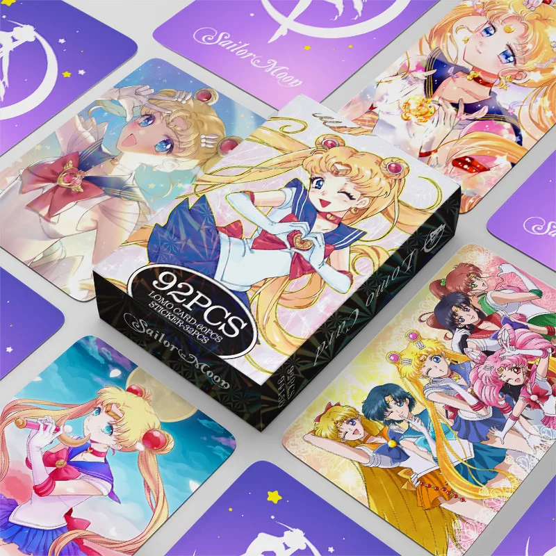 92Pcs Sailor Moon Lomo Cards Photocard Double Sided Tsukino Usagi Stickers Cute Print Album Photo Card Collection Cartolina Regalo