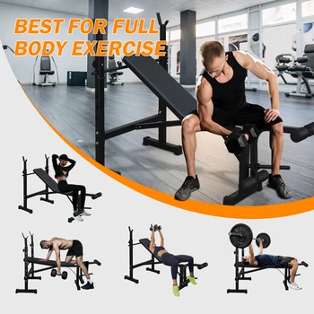 Olympic Weight Bench Press Set with Squat Rack and Bench for Full Body Workout at Home Gym 2