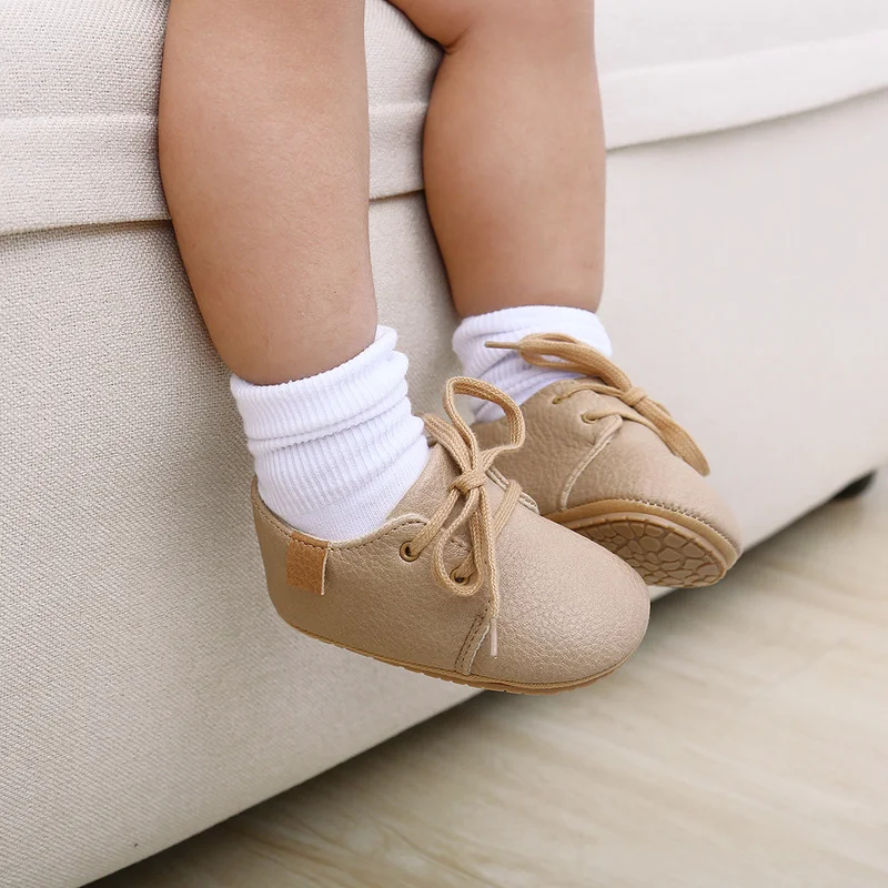 Baby Shoes Retro Leather Boy Girl Shoes Multicolor Toddler Rubber Sole Anti-slip First Walkers Infant Newborn Moccasins