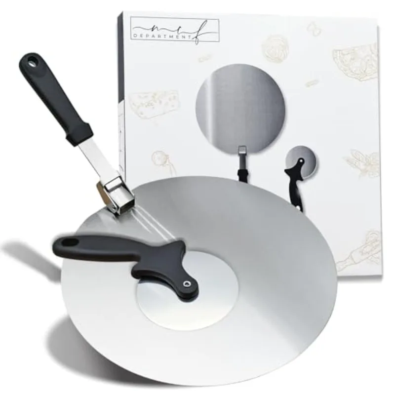 Pizza Peel Metal Pizza Spatula 12 inch Cutter Foldable Handle Stainless Steel Peel Kit for Dough Accessories