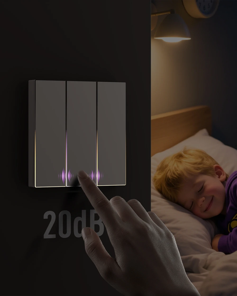 WiFi Tuya EU Smart Light Switch with Ambient Light,1/2/3/4 Gang Button Light Swi