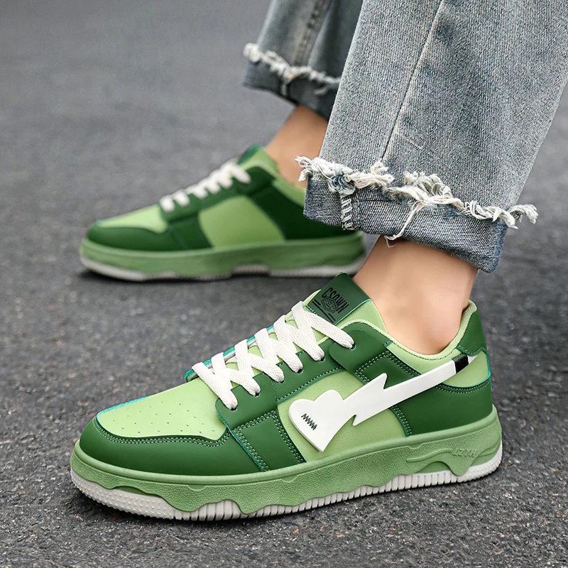 

2024 Hot Fashion Green Skateboard Shoes Men Streetwear Hip Hop Sneakers for Men Designer Platform Men's Sneaker