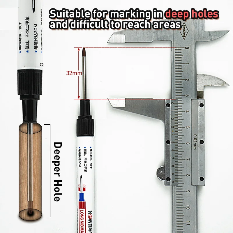 Waterproof Multi-Purpose 32mm Deep Hole Marker Pens - 1-8 Pcs in 4 Colors for Wood Tile Metal  Bathroom Use