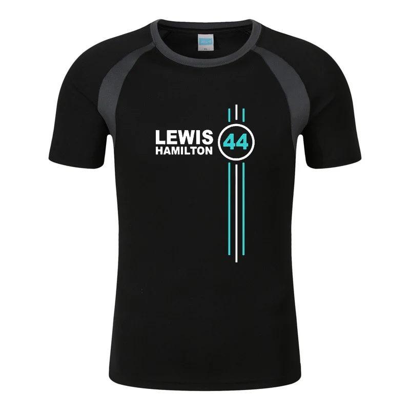 

2023 New F1 driver Lewis Hamilton number 44 logo printed cotton men's casual short-sleeved summer high-quality T-shirt