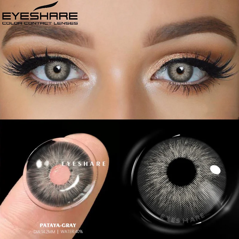 Ojos Grises Pupilentes De Colores Naturales Eyeshare Lentes De