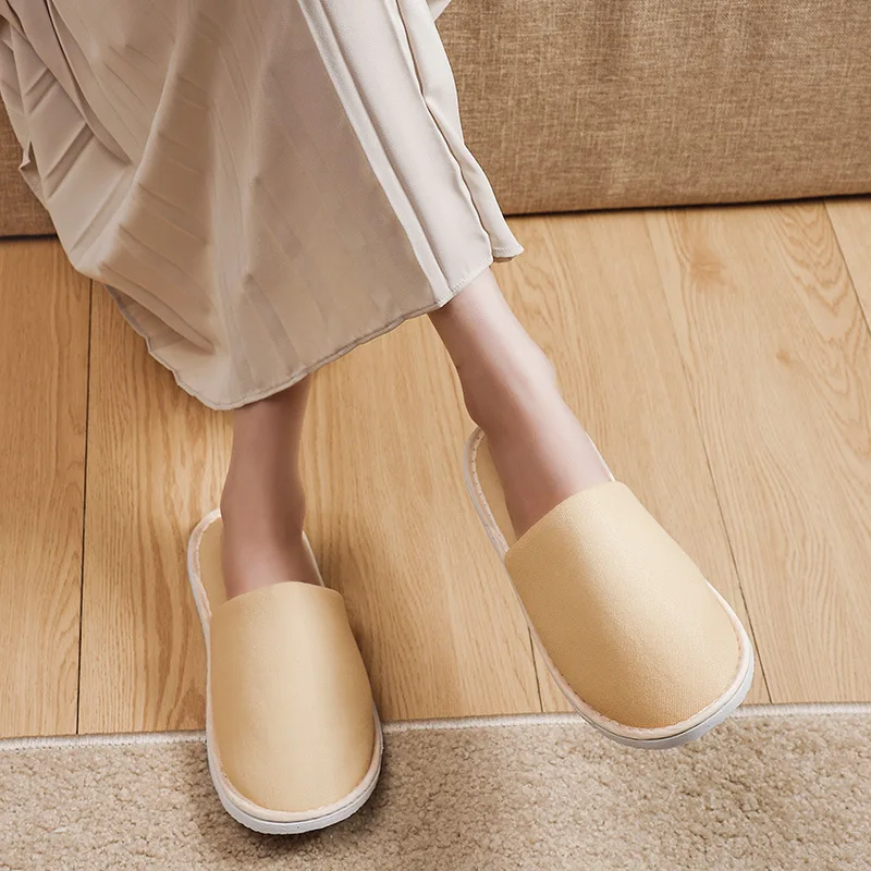 4Pairs/Lot Velvet Hotel Slippers Men Women Travel Disposable Cotton Towel Cloth Hospitality Soft SPA Shoes Guest Slides