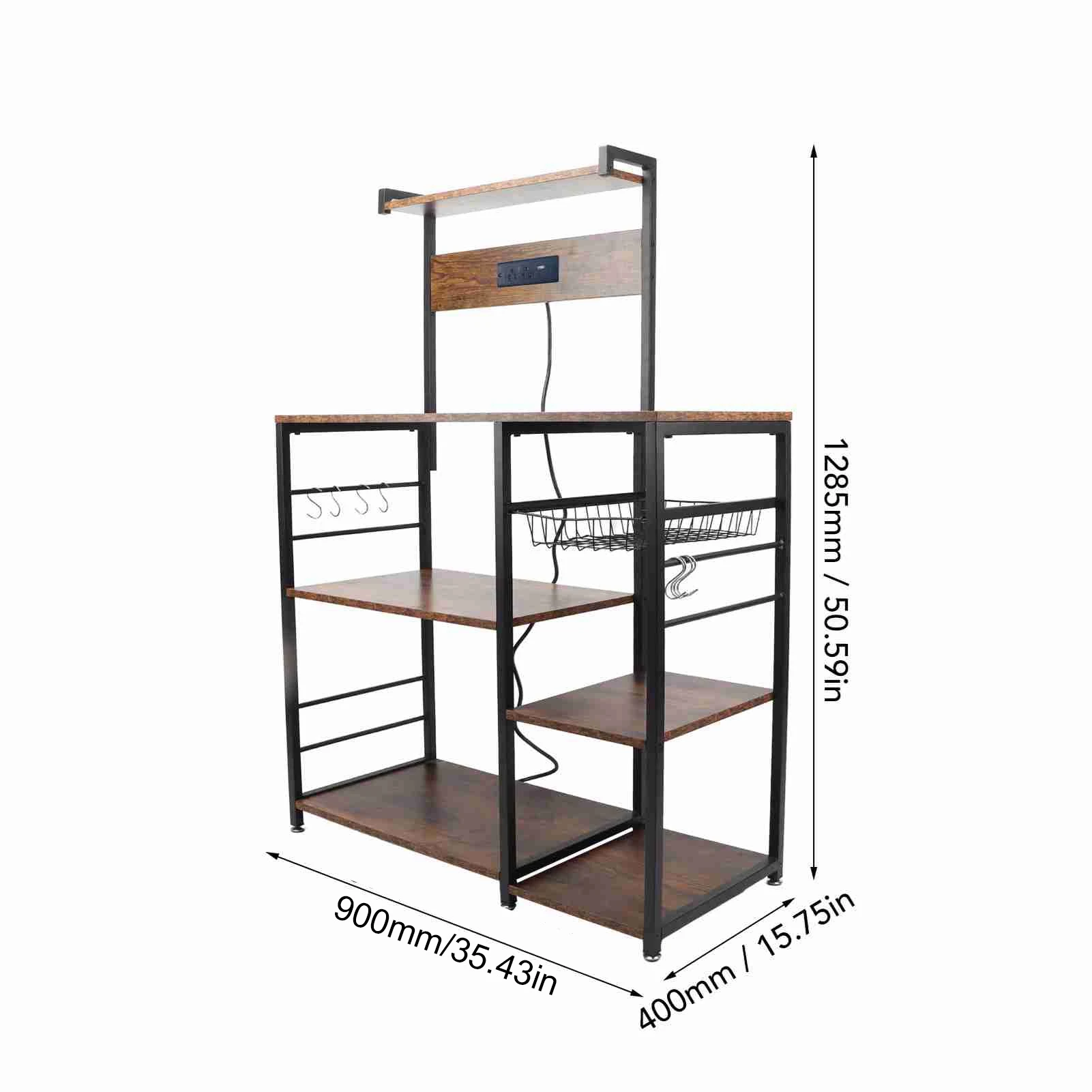 Kitchen Utility Storage Shelf Microwave Oven Stand Coffee Bar Station Rust Resistant Strong Load Bearing Multi Tier for Spices 6