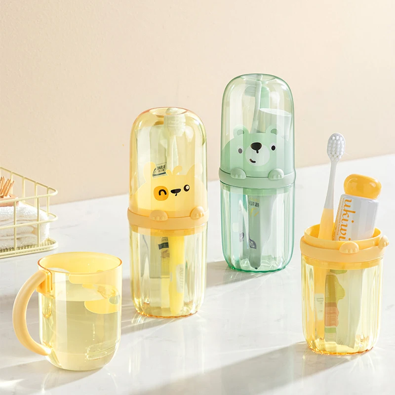 Portable Travel Toothbrush Set For Children With Storage Cup_voghion.com