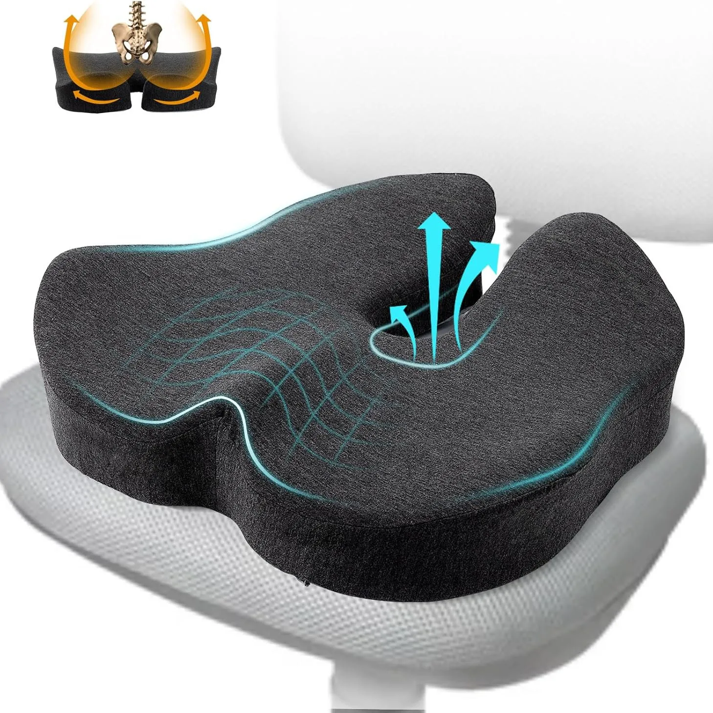 Cojín para silla de oficina de espuma viscoelástica de rebote lento, cojín ortopédico para asiento médico para mujer, cojín para glúteos hermoso