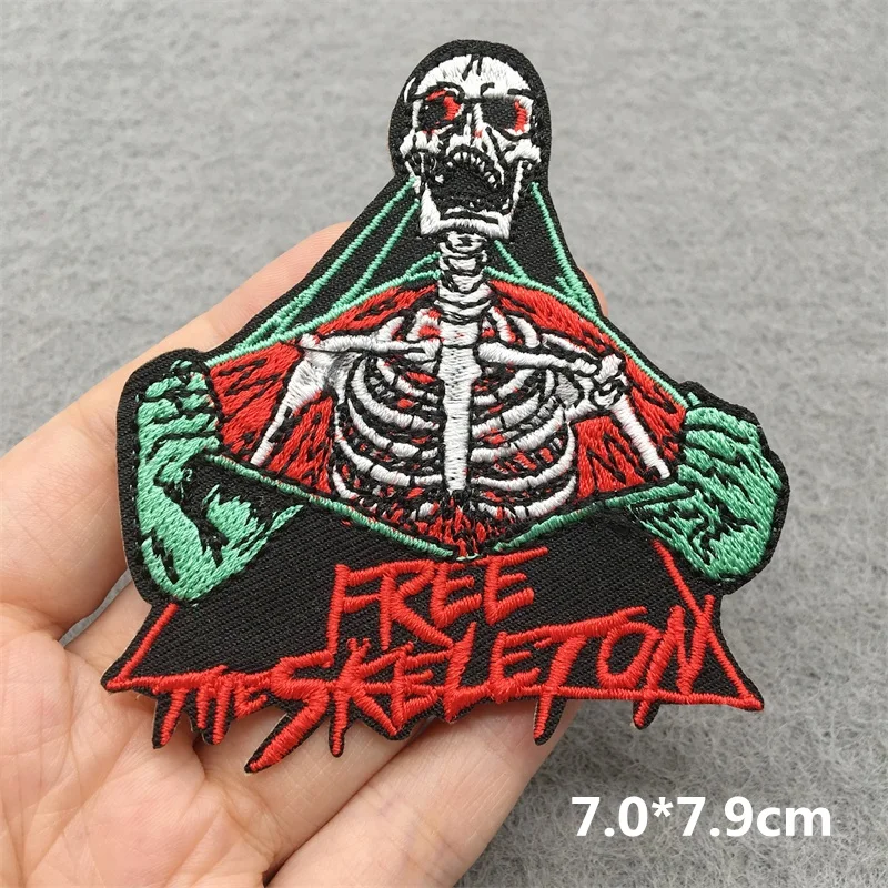 Punk Schädel Stickerei Patch Horror Augen Patch Eisen auf Patches für Kleidung Jacke nähen Appliqiue Poker Patches – Detail 8