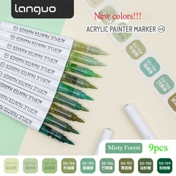 Vibrant 9 - Color Acrylic Paint Brush Marker Set (Misty Forest Series)