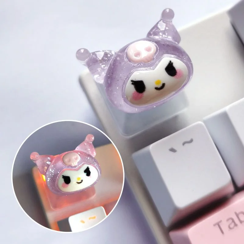 수제 DIY 사용자 정의 키 캡 MX 스위치 용 반투명 키 캡 기계식 키보드 여성 사랑 Kuromi 키 커버 R4 높이